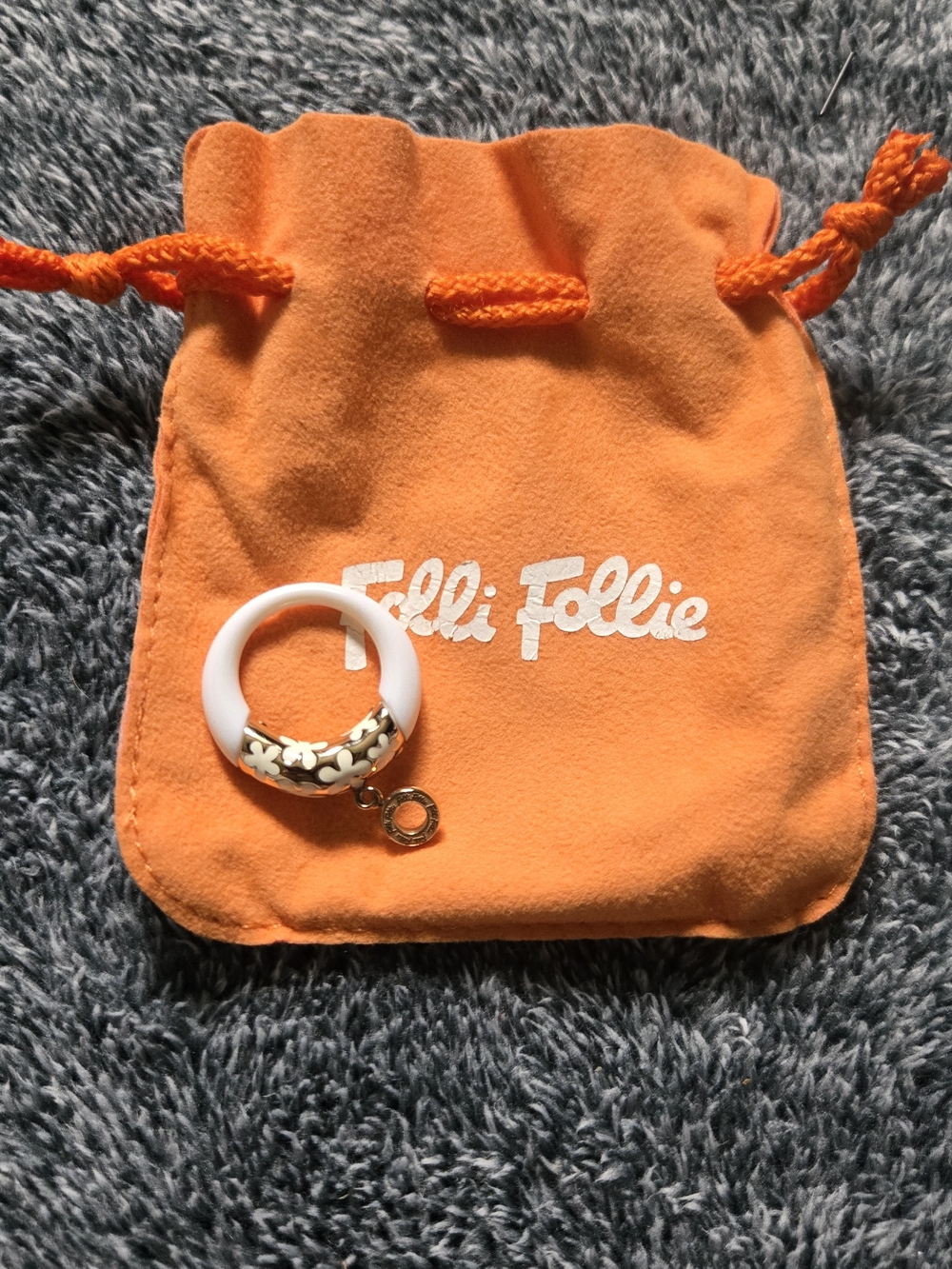 Folli Follie White Anamel Flower Ring